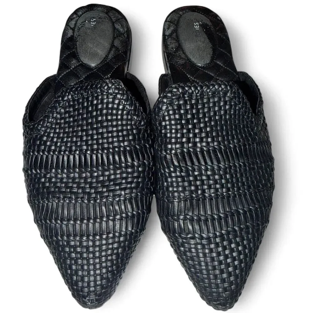 Sold out Birdies Dove Woven Pointed Toe Mules black woven leather  9